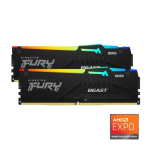 Kingston FURY Beast RGB - DDR5 - kit - 32 GB: 2 x 16 GB - DIMM 288-PIN - 5200 MHz / PC5-41600 - CL36 - 1.25 V - senza buffer - on-die ECC - nero